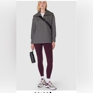 Sweaty Betty Ribbed Half Zip Sweater - Gray - Organic Cotton - US Size 4/Small